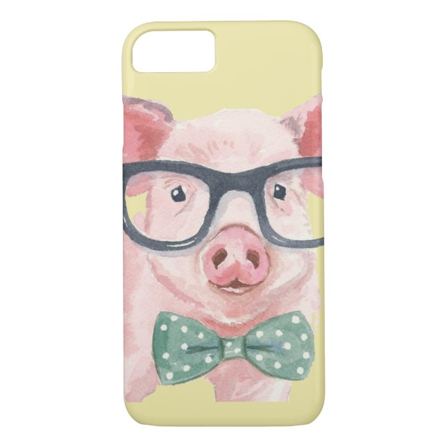 Coques Case-Mate iPhone Cochon rose Hipster (Dos)