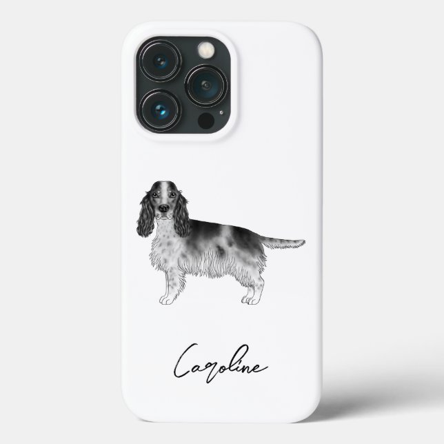 Coques Case-Mate iPhone Cocker Spaniel En Noir Et Blanc & Nom Personnalisé (Verso)