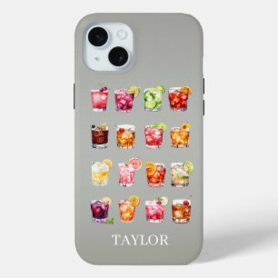 Coque iPhone 15 Mini Cocktails à gogo Monogrammés 