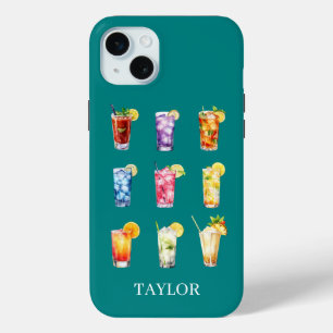 Coque iPhone 15 Mini Cocktails Cocktails Cocktails Monogrammés