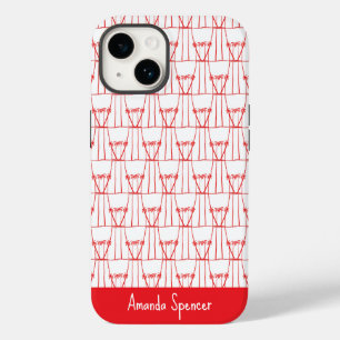 Coque Pour iPhone 14 Cocotiers en silhouette rouge, mignons et élégants