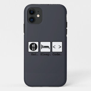 Coque iPhone 11 code de sommeil manger Nerd
