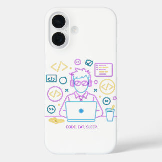 Coque Pour iPhone 16 Code. Manger. Dormir.