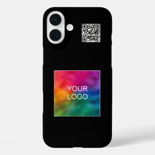 Coques iPhone 16 Plus Code QR élégant Téléchargez votre propre logo pers