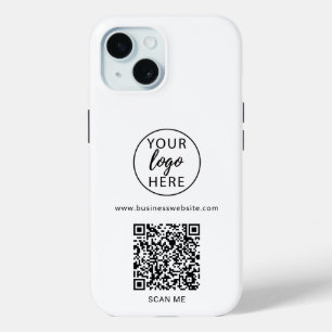 Coque Pour iPhone 15 Code QR et logo de l'entreprise