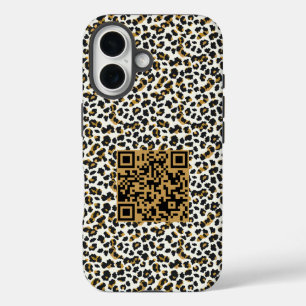Coque Pour iPhone 16 Code QR personnalisable et Motif de peau léopard