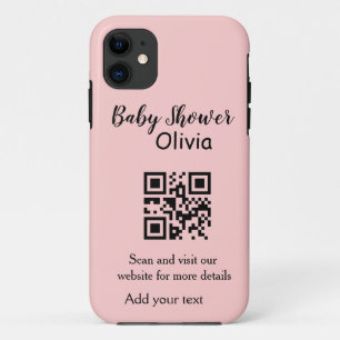 Case-Mate iPhone Case Code QR simple pour baby shower avec nom et texte