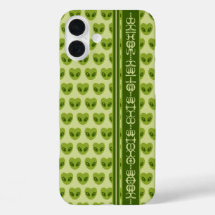 Coques iPhone 16 Plus Cœur Alien Vert en Forme de Cœur Votre Texte en Gl
