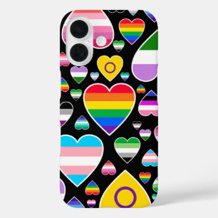 Coque Pour iPhone 16 coeur amour arc-en-ciel coloré drapeaux de fierté 
