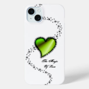 Coque iPhone 15 Mini Coeur arc-en-ciel avec étoiles, La magie de l'amou