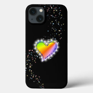 Case-Mate iPhone Case Coeur arc-en-ciel avec étoiles sur noir