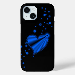Coque Pour iPhone 15 Coeur arc-en-ciel avec étoiles sur noir