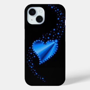 Coque Pour iPhone 15 Coeur arc-en-ciel bleu avec étoiles