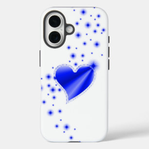 Coque Pour iPhone 16 Coeur arc-en-ciel bleu avec étoiles