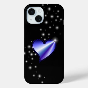 Coque Pour iPhone 15 Coeur arc-en-ciel pourpre avec étoiles
