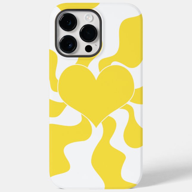 Coques Case-Mate iPhone Coeur - Citron jaune et blanc (Verso)