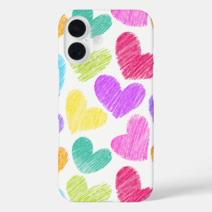 Coque Pour iPhone 16 Coeur coloré mignon Pastel Valentine Love Motif