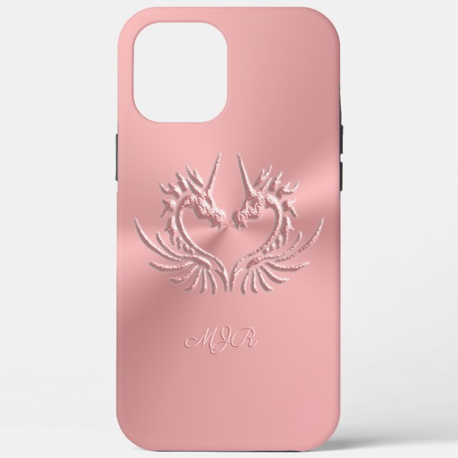 Coques Case-Mate iPhone Coeur de dragon rose avec Initiales de Monogramme  (Verso)