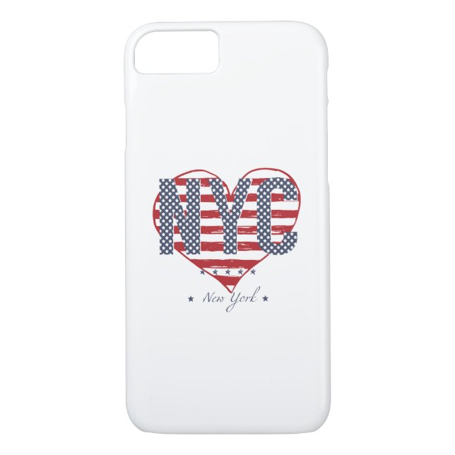 Coques Case-Mate iPhone Coeur de drapeau américain de NYC (Dos)