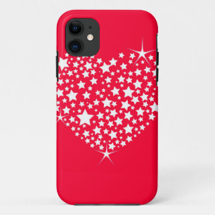 Coque iPhone 11 Coeur de Parties scintillant rouge et blanc