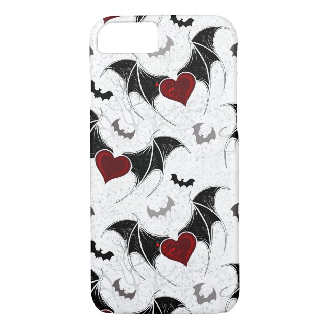 Coques Case-Mate iPhone Coeur d'Halloween avec ailes de chauve-souris noir (Dos)