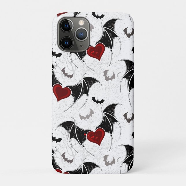 Coques Case-Mate iPhone Coeur d'Halloween avec ailes de chauve-souris noir (Dos)