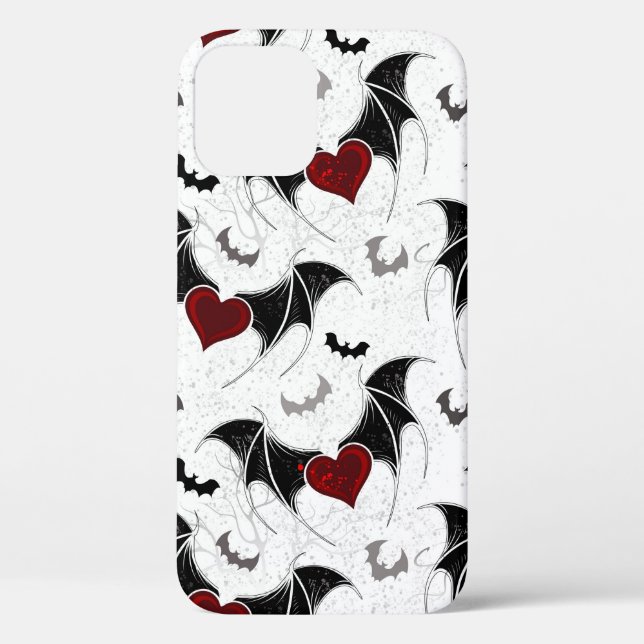 Coques Case-Mate iPhone Coeur d'Halloween avec ailes de chauve-souris noir (Verso)