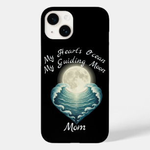 Coque Pour iPhone 14 Cœur d'océan guidant la lune maman