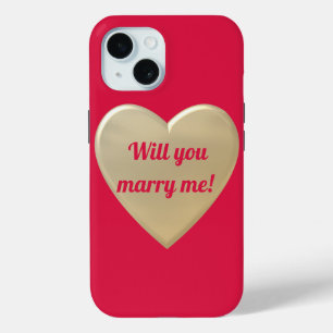 Coque Pour iPhone 15 coeur d'or, personnalisé