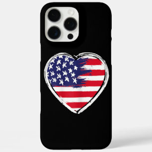 Coques iPhone 16 Pro Max Cœur Drapeau américain 4 juillet Étoiles Patriotiq