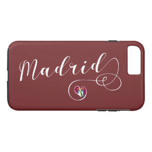 Coque iPhone 8 Plus/7 Plus Coeur Madrid Cellulaire Boîtier, Espagne