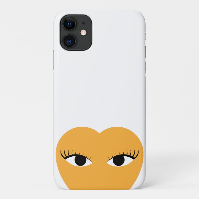 Coques Case-Mate iPhone Coeur mignon élégant avec yeux sur blanc (Dos)
