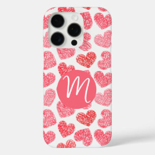 Coques iPhone 16 Pro Coeur mignon rouge griffé Saint Valentin Monogramm