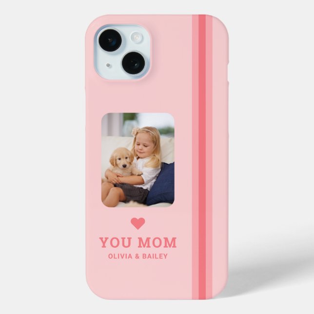 Coques Case-Mate iPhone Coeur mignon Vous Aimez Maman Pink Stripes (Verso)