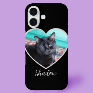 Coque Pour iPhone 16 Coeur modèle photo avec animal de compagnie Nom pe