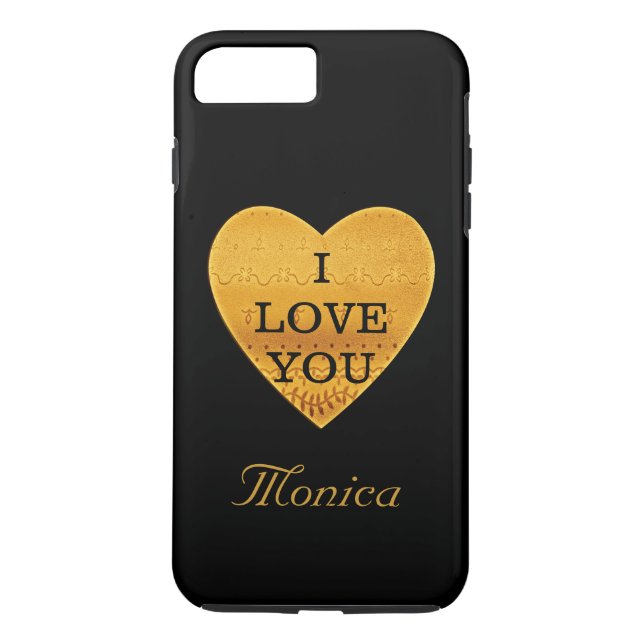 Coques Case-Mate iPhone Coeur personnalisé de noir et d'or je t'aime (Dos)