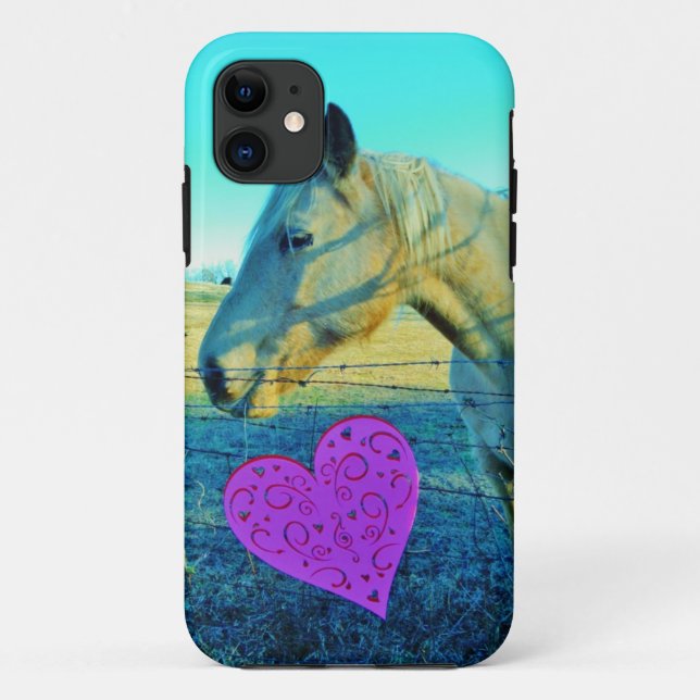 Coques Case-Mate iPhone Coeur rose et Cheval jaune (Dos)