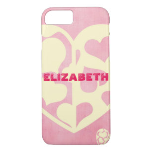 Coques Pour iPhone Coeur rose et jaune personnalisé