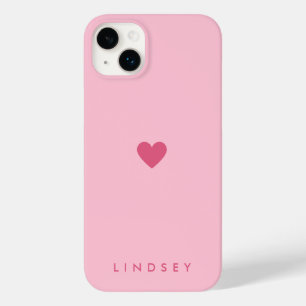 Coque Pour iPhone 14 Plus Cœur Rose Féminin Élégant et Nom
