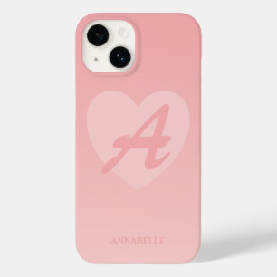 Coque Pour iPhone 14 Coeur rose pâle personnalisé