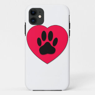 Case-Mate iPhone Case Coeur rouge avec Empreinte de patte de chien