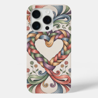 Coque iPhone 15 Pro Coeur tissé - Rubans d'art populaire