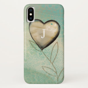 Coques Pour iPhone Coeur vintage Turquoise Avec Monogramme Initial