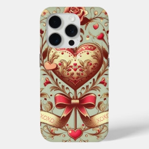 Coque iPhone 15 Pro Coeur vintage Valentine's day xoxo