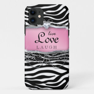 Coque Case-Mate Pour iPhone Coeur vivant de rose de zèbre de couverture de