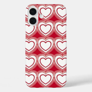 iPhone 16 Plus Case Coeurs Abstraits modernes - Rouge et Blanc