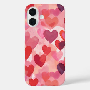 Coque Pour iPhone 16 Cœurs aquarelle rose et rouge Coquette romantique