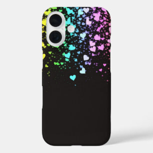 Coque Pour iPhone 16 cœurs arc-en-ciel