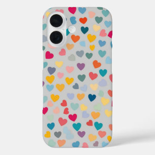 Coque Pour iPhone 16 Coeurs arc-en-ciel Pastel