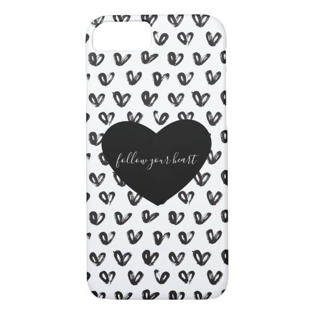 Coques Case-Mate iPhone Coeurs blancs noirs (Dos)